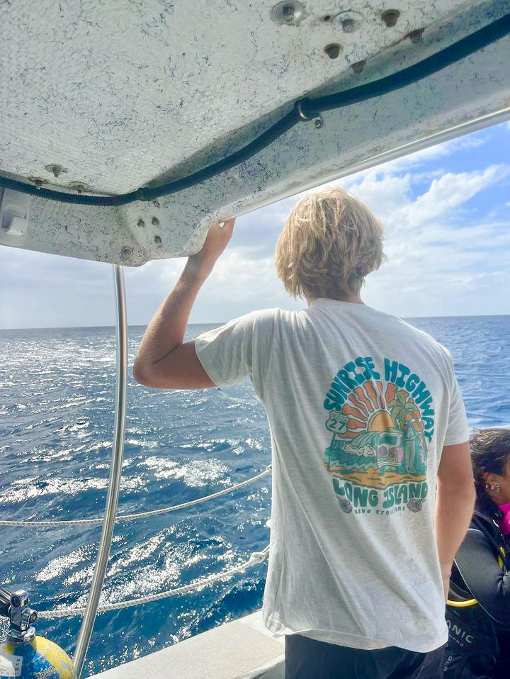 Sunrise Highway T Shirt, Back, On Boat