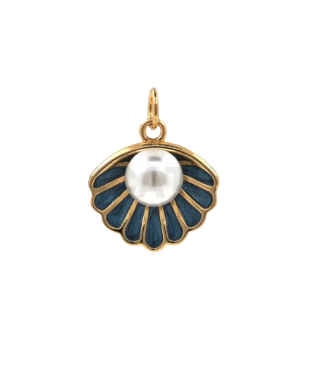 Blue Pearl Scallop Charm